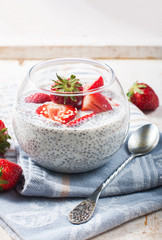 Chia seeds pudding with strawberries