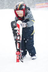 Fototapeta na wymiar children fun activity ski resort winter outfit