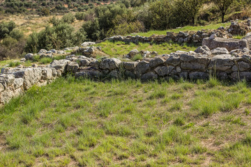 Fototapeta na wymiar stone archaeological ruins of ancient city in country side environment space