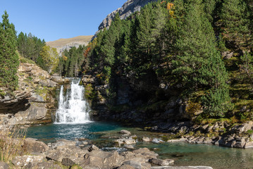Fototapeta premium Gradas De Soaso, Falls on Arazas River , Ordesa National Park, Huesca, Spain