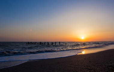 Fototapeta na wymiar Sunset on the black sea coast