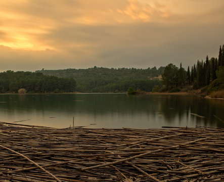 Sunset in the sichar reservoir of Castellon