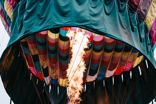 Close up of flame inside a hot air balloon