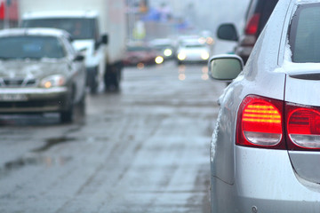 Winter bad weather driving background. It's a nasty day..