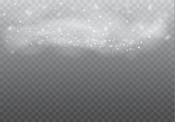 Snow and wind on a transparent background. White gradient decorative element.vector illustration. winter and snow with fog. wind and fog.