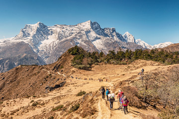 Fototapeta premium Kongde Ri peak on the trek to Everest base camp in Sagarmatha national park, Nepal