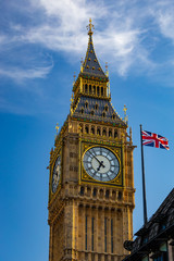 Fototapeta na wymiar The famous ‘Big Ben’ housed in the Elizabeth clock tower of Westminster Palace.