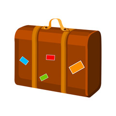 Travel bag icon - Suitcase with stickers, travel and tourism concept. Vector illustration. EPS 10.