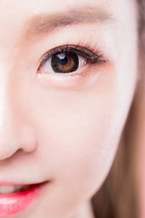 woman with circle contact lenses