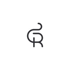 Letter R Outline Abstract Monogram Creative Icon Modern Logo Design Template Element Vector