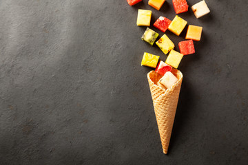 Fruit cube on white background