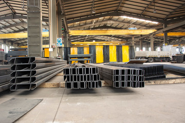 stacked metal materials in factory