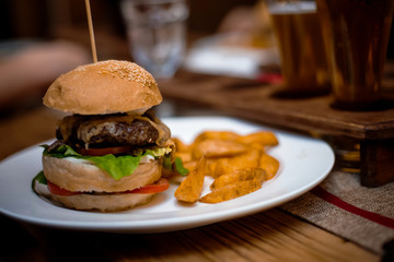 burger and fries