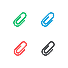 Set of vector paper clip icon. Colorful paper clip shape. Attachment symbol. Element for design logo mobile app interface card or website