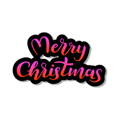 Lettering Merry Christmas sticker. Vector illustration