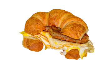 Sausage egg and cheese on a croissant