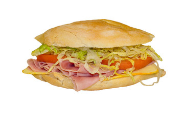 Ham sandwich on a Portuguese roll