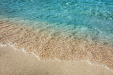Fototapeta na wymiar Picturesque view on sandy beach near ocean