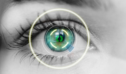 bionic eye or security scan Black white
