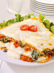 VEGETARIAN SPINACH AND TOMATO LASAGNE