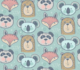 Seamless pattern with cute animals