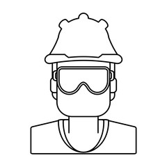 Construction worker avatar black and white