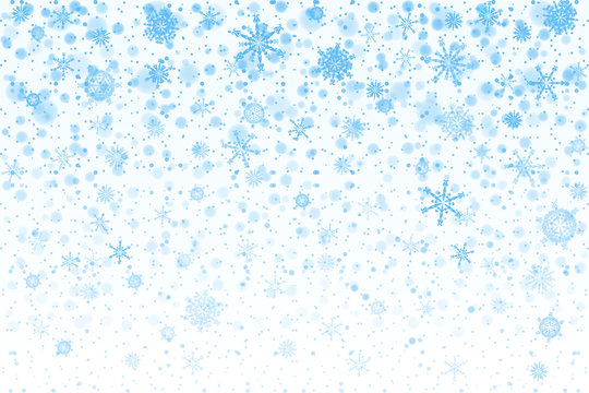 Christmas snow. Falling snowflakes on white background. Snowfall. Vector illustration, eps 10.