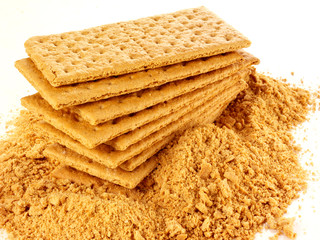 GRAHAM CRACKERS WITH CRUMBS - obrazy, fototapety, plakaty