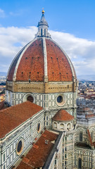 Fototapeta na wymiar The dome of Florence Cathedral, formally the Cattedrale di Santa Maria del Fiore (
