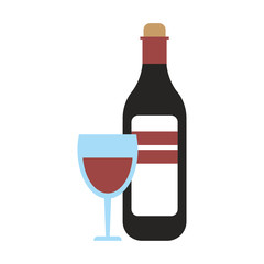 Wine bottle and cup glass