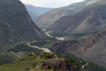 View from the pass Katu-Yaryk. Altai Republic. Siberia