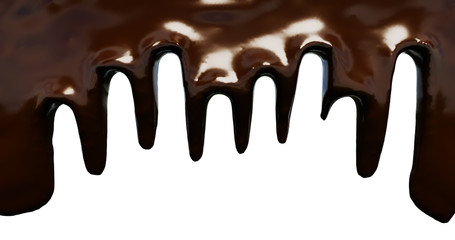 Melted Chocolates Isolated on white. Realistic 3d of Liquid Chocolate. Cream or Syrup. 3d illustration