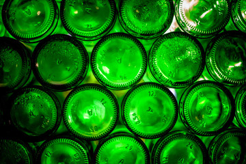 green glass bottles of beer