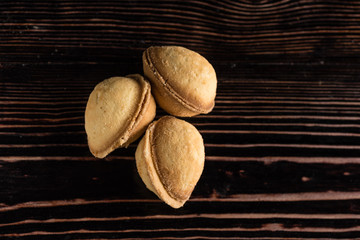 Сookies in the form of a walnut with boiled condensed milk