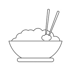 Rice bowl with chopsticks black and white