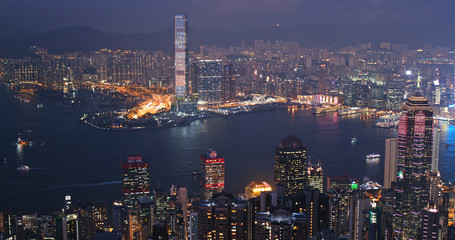 Plakat Hong Kong city at night