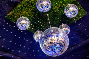 christmas balls on blue background