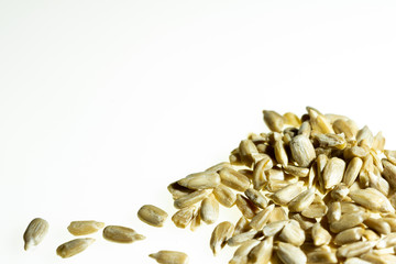 sunflower seeds on white background isolated