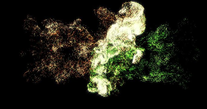 Colorful Particles Dust Collision Overlay 4K High Resolution. Smoke Collision. Particles Dust Collision Animation.
