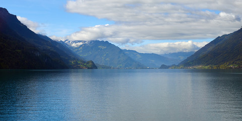 Lake Brienz panorama view in Switzerland.