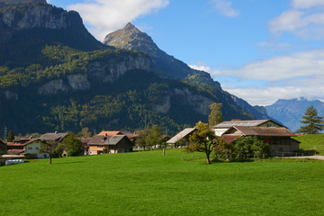 Fototapeta na wymiar Mountain village view in Switzerland.