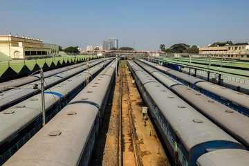 View of Bangalore City railway station. It is officially known as Krantiveera Sangolli Rayanna and is the primary railway station serving Bangalore.