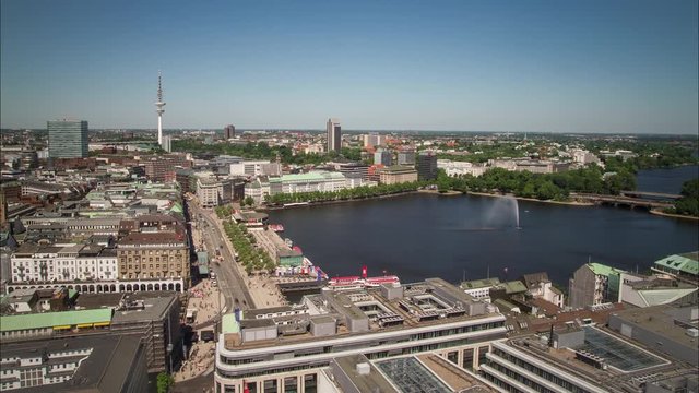 Video loop of Hamburg Binnenalster aerial view , seamless loop