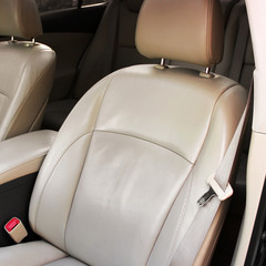 Leather car seat. Car interior details