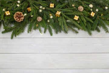 Christmas flat lay decor on wood