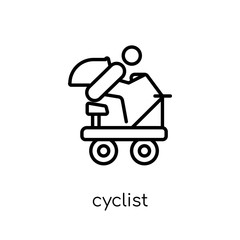 cyclist icon. Trendy modern flat linear vector cyclist icon on white background from thin line Camping collection, outline vector illustration