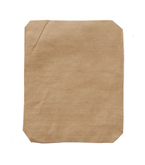 Sheet of brown cardboard on a white background