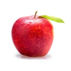 Red Apple With Leaf