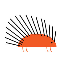 flat design cute porcupine cartoon icon vector illustration