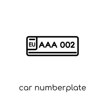 Car Numberplate Icon From Car Parts Collection.